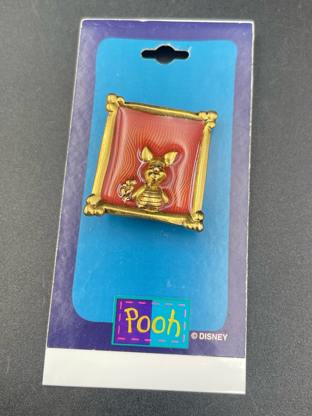 Winnie the Pooh Piglet in Picture Frame w/Flowers Brooch Pin